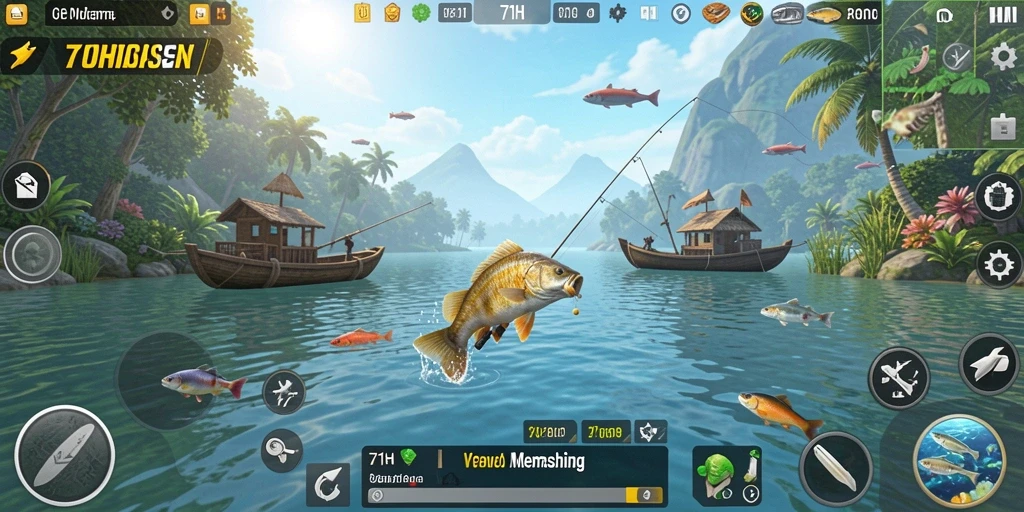 Tangkapan ikan yang realistis dalam gameplay 71H.