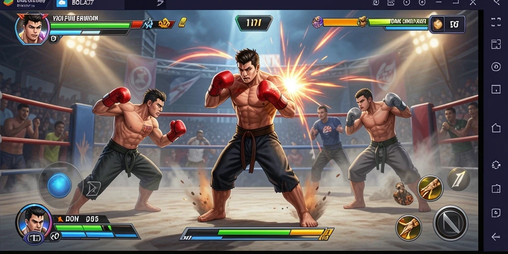 Tampilan gameplay BOLA07 yang mendebarkan saat pertarungan berlangsung.