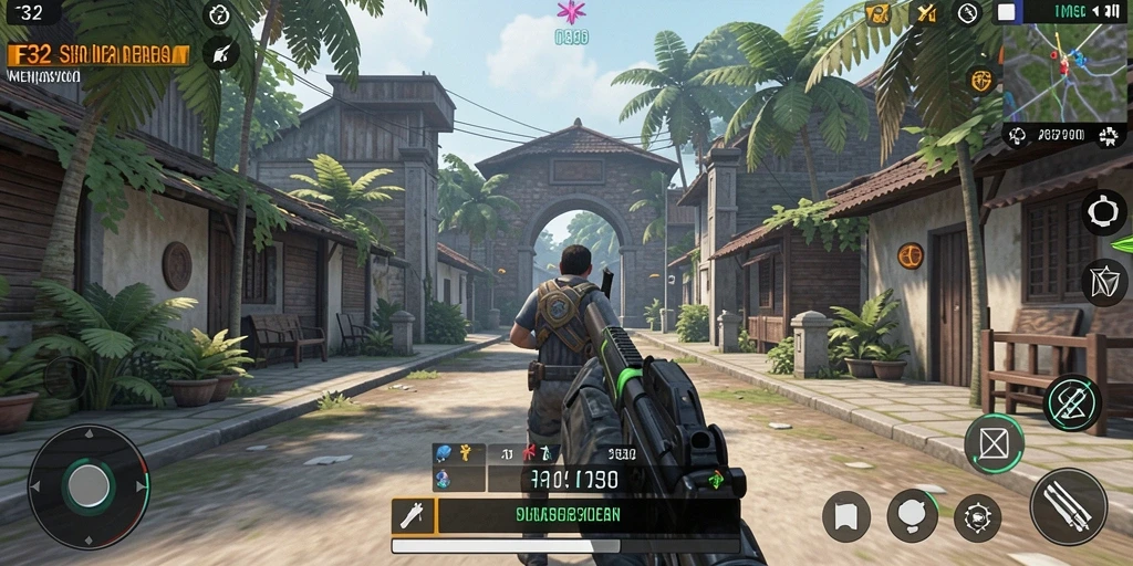 Tampilan gameplay F32 dengan simulasi yang kaya dan interaktif.