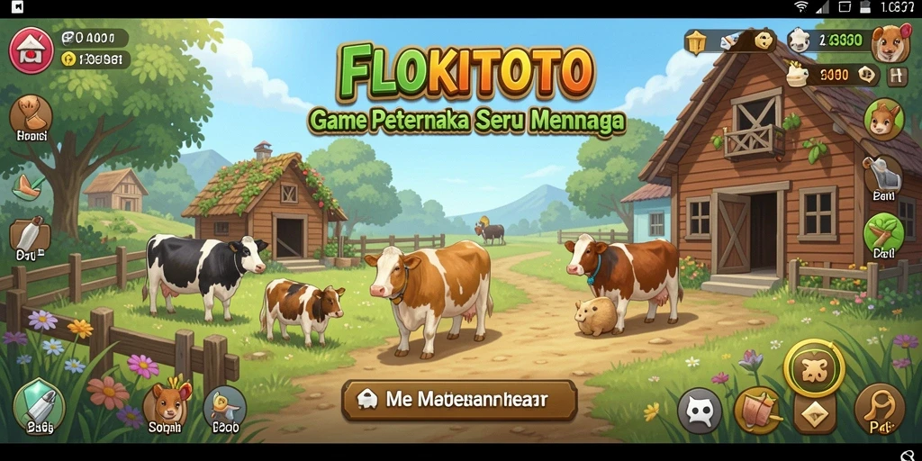 Screenshot game FLOKITOTO menampilkan pengalaman bermain bertani yang seru.