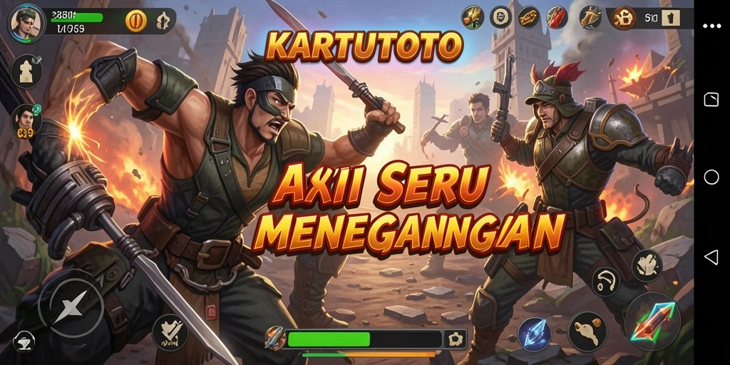 Screenshot gameplay KARTUTOTO menampilkan aksi seru dalam pertarungan.