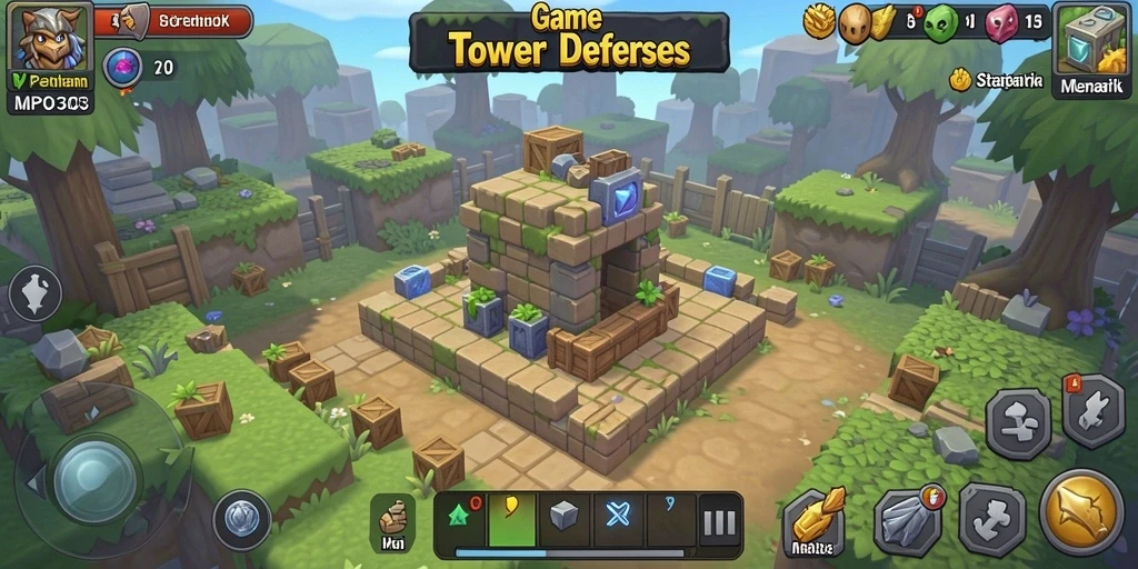 Screenshot MPO303 menampilkan aksi mendebarkan dalam battle Tower Defense.