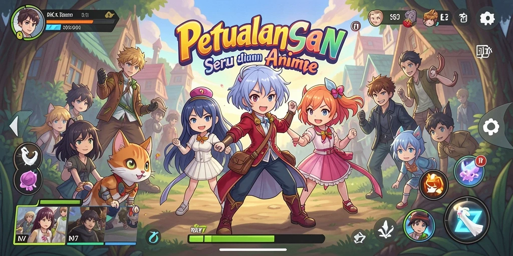 Screenshot utama RK77 menampilkan aksi seru dalam gameplay Anime.