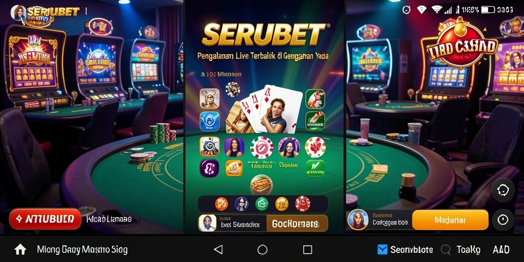 Tampilan utama SERUBET menampilkan dealer langsung dan permainan yang seru.