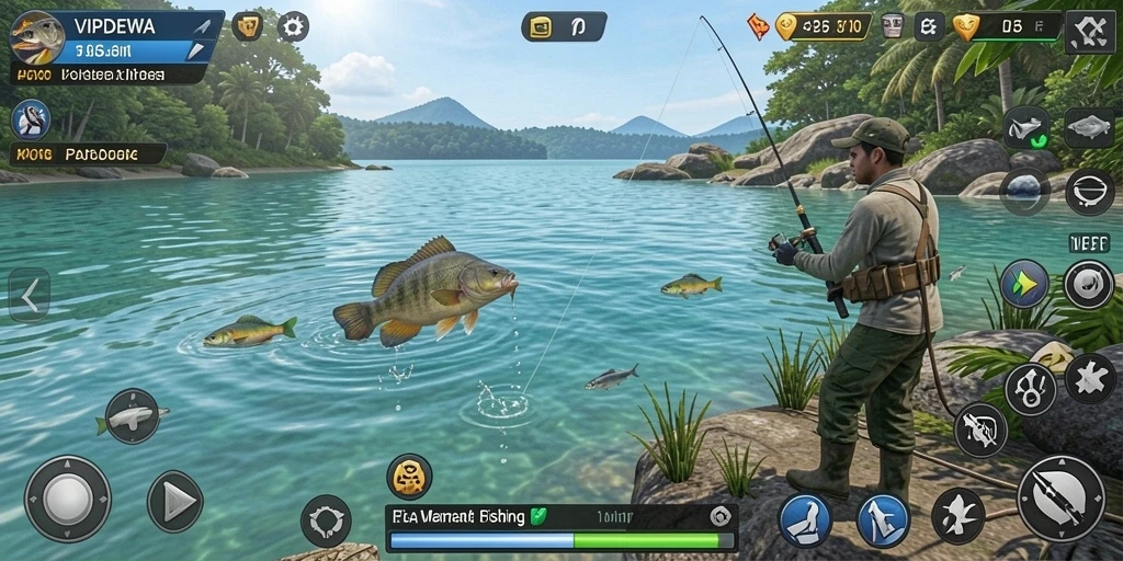 Tangkapan ikan yang beragam dan grafis menawan dalam gameplay Fishing VIPDEWA.